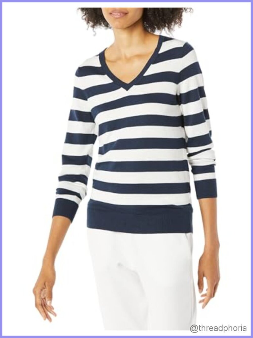 Women's Cotton Blend V-Neck Sweater Regular Fit Ribbed Long Sleeve